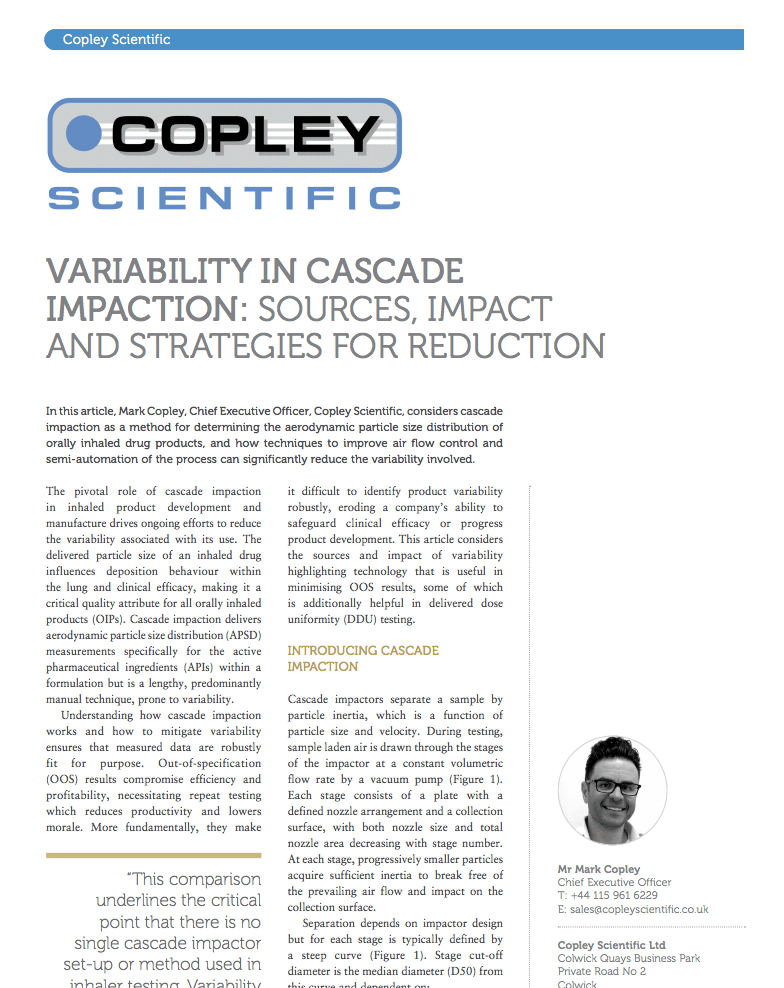 ONdrugDelivery Article: December 2018Variability in Cascade Impaction: Sources, Impact and Strategies for Reduction