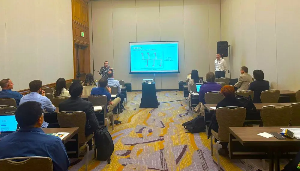 Image of Dr Clair Brooks and Matthew Fenn, delivering the workshop at RDD.