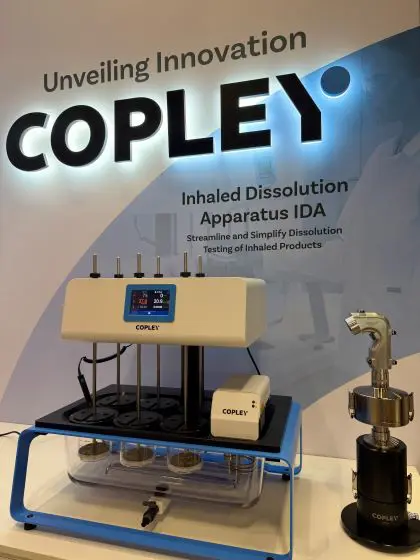 Photo of Copley's Inhaled Dissolution Apparatus IDA with the FSI Housing and Alberta Idealised Throat.