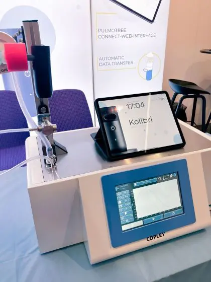 Image of Pulmotree’s Kolibri Mesh-Nebuliser with Copley's Breathing Simulator BRS 200i